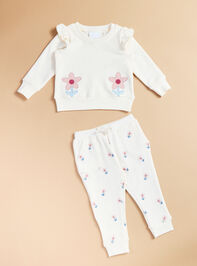 Daisy Embroidered Sweatshirt and Jogger Set - TULLABEE