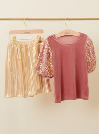 Kyra Youth Sequin Top and Pleated Skirt - TULLABEE