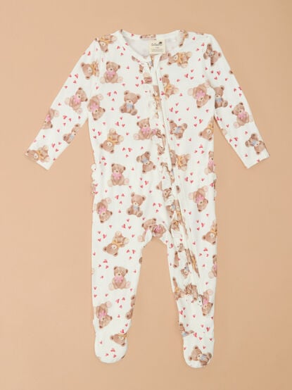 Beary Much Love Ruffle Footie - TULLABEE