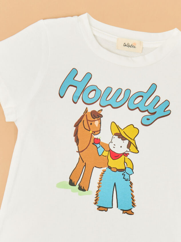Howdy Cowboy Graphic Tee Detail 2 - TULLABEE