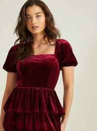 Adela Tiered Velvet Mama Dress Detail 2 - TULLABEE