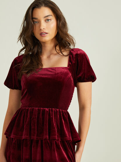 Adela Tiered Velvet Mama Dress - TULLABEE
