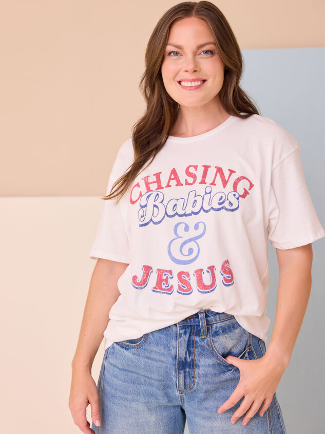 Chasing Babies And Jesus Graphic Tee - TULLABEE