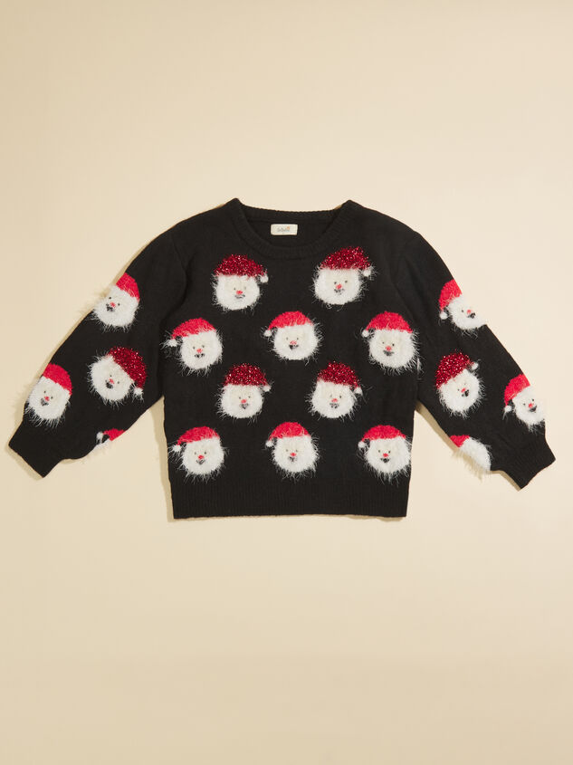 Santa Face Youth Sweater Detail 2 - TULLABEE
