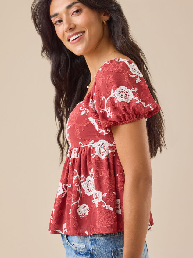 Gretchen Embroidered Babydoll Top Detail 4 - TULLABEE
