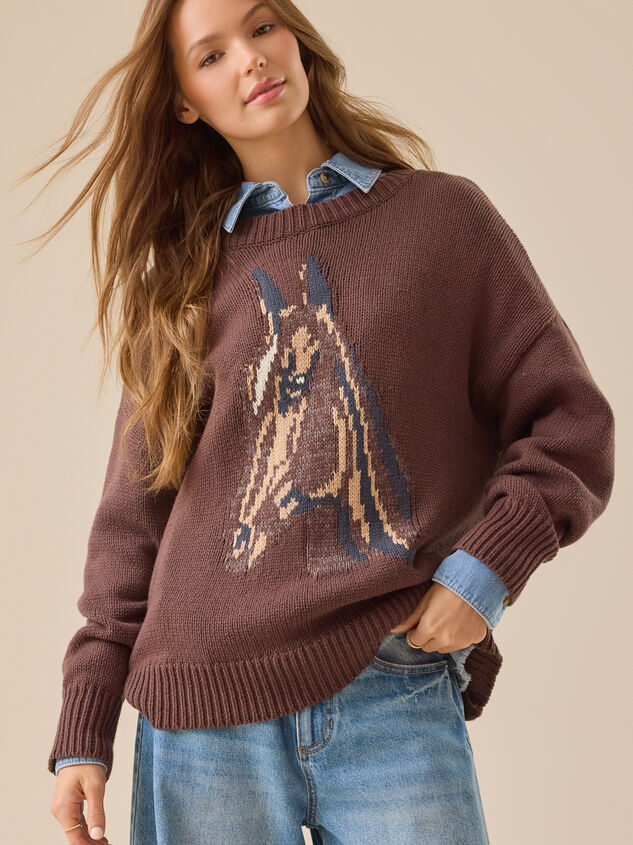 Dakota Horse Sweater Detail 3 - TULLABEE