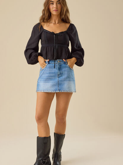 Blair Balloon Sleeve Babydoll Top - TULLABEE