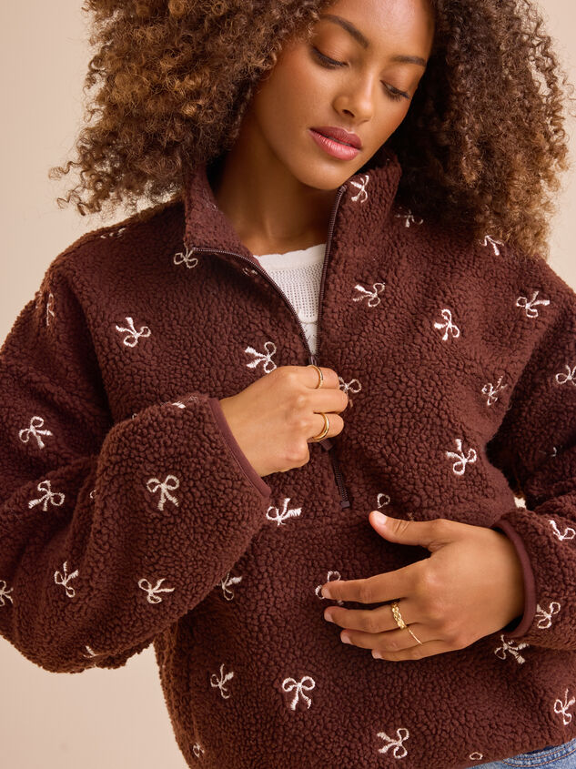 Leanna Sherpa Bow Pullover Detail 2 - TULLABEE