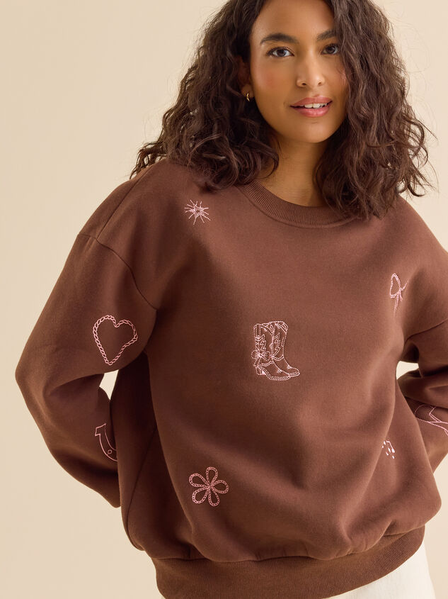 Cowgirl Icons Embroidered Mama Sweatshirt Detail 2 - TULLABEE