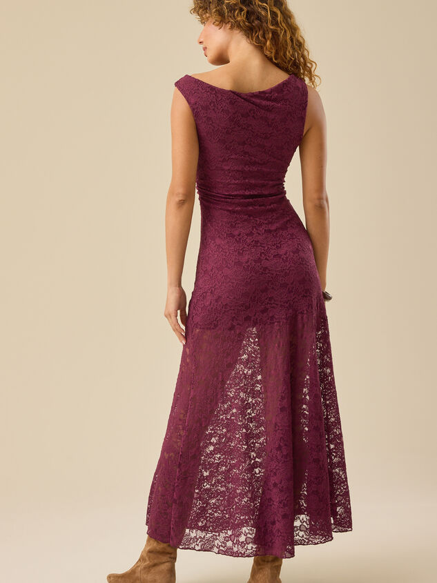 Valerie Asymmetrical Lace Maxi Dress Detail 4 - TULLABEE