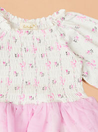 Eve Floral Bow Tutu Bodysuit Detail 2 - TULLABEE