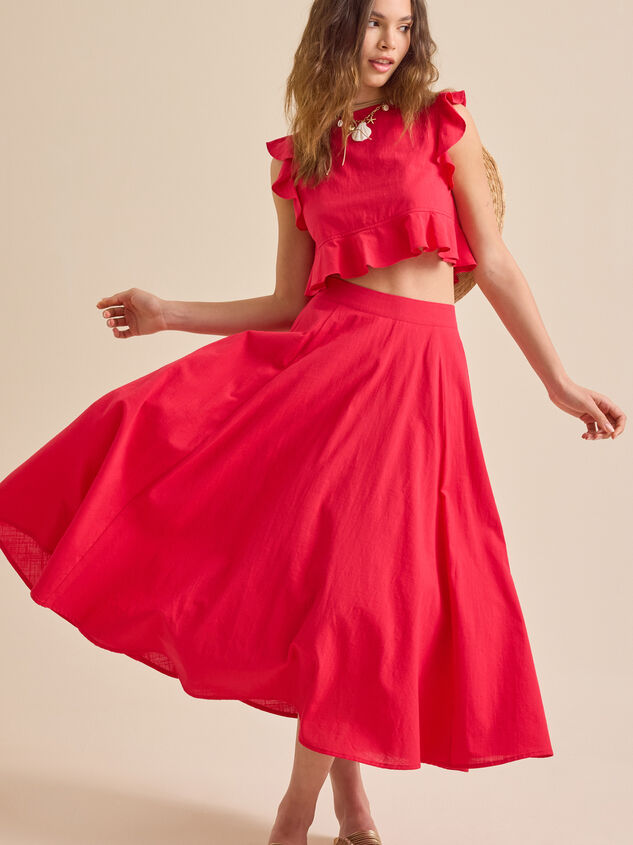 Grace Linen Midi Skirt Detail 2 - TULLABEE
