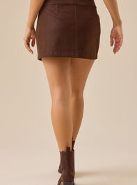 Iris Suede Button Front Mini Skirt Detail 5 - TULLABEE