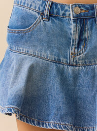 Virella Ruffle Denim Mini Skort Detail 3 - TULLABEE