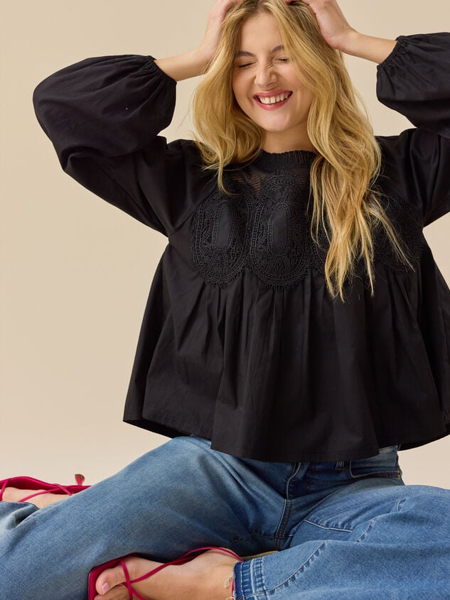 Sage Crochet Babydoll Top Detail 2 - TULLABEE