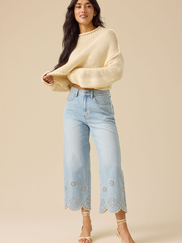 Natalee Embroidered Eyelet Jeans - TULLABEE