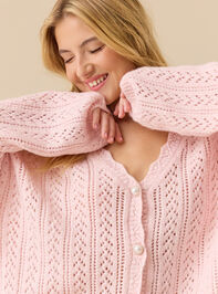 Angelina Pointelle Scalloped Cardigan Detail 2 - TULLABEE
