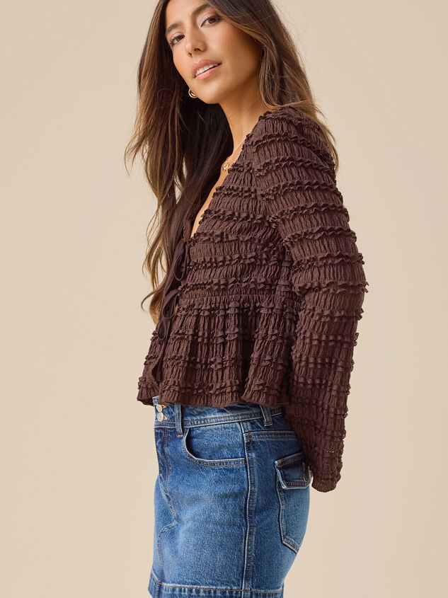Livvy Ruffle Tie Front Top Detail 3 - TULLABEE