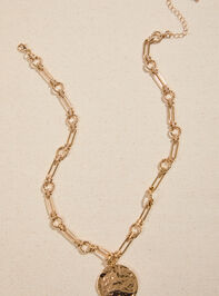 Martha Hammered Coin Statement Necklace Detail 2 - TULLABEE