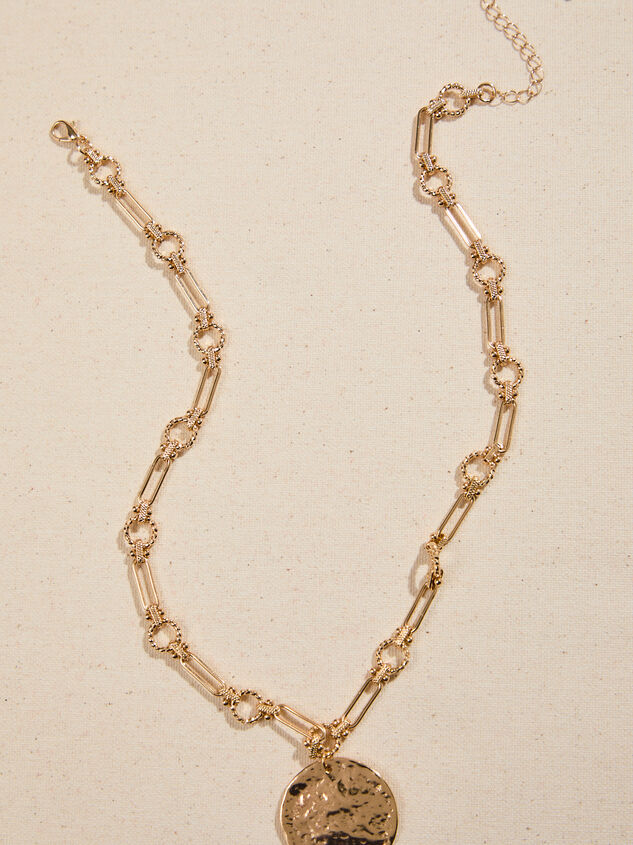 Martha Hammered Coin Statement Necklace Detail 2 - TULLABEE