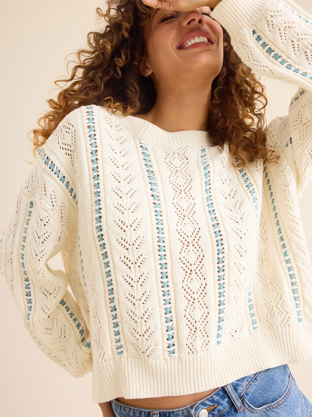 Isabella Pointelle Sweater Detail 6 - TULLABEE