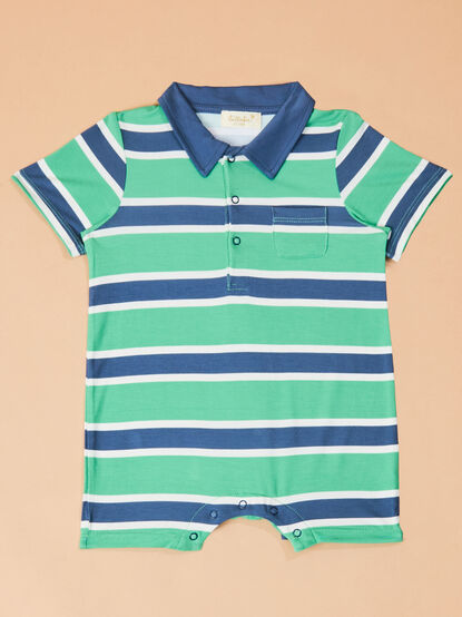 Clark Striped Polo Romper - TULLABEE