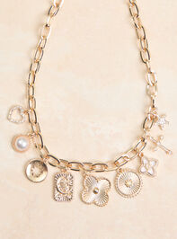 Statement Gold Charm Necklace Detail 2 - TULLABEE