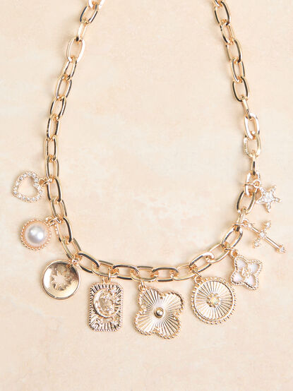 Statement Gold Charm Necklace - TULLABEE