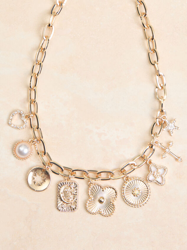 Statement Gold Charm Necklace Detail 2 - TULLABEE