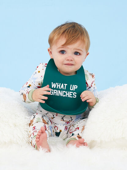 What Up Grinches Silicone Bib - TULLABEE