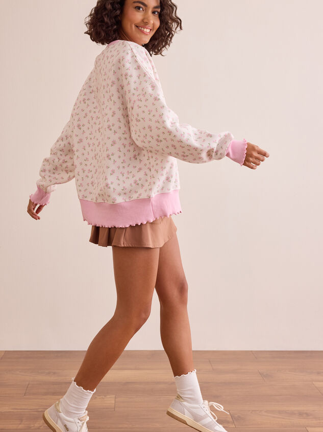 Mindful Rest Floral Lettuce Edge Pullover Detail 4 - TULLABEE