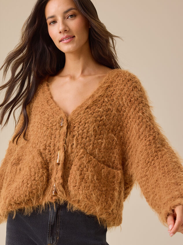 Christy Fuzzy Open Cardigan Detail 3 - TULLABEE
