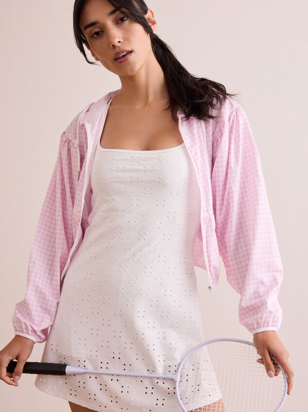 Breakthrough Gingham Full Zip Hoodie Detail 3 - TULLABEE