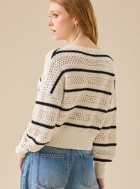 Larkin Open Weave Striped Cardigan Detail 3 - TULLABEE