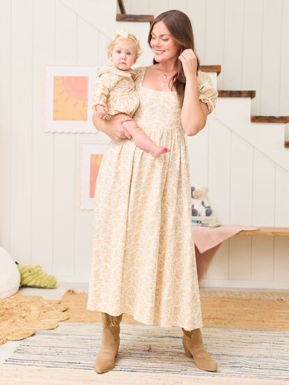 Hettie Puff Sleeve Mama Midi Dress - TULLABEE
