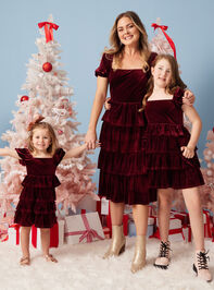 Adela Tiered Velvet Toddler Dress - TULLABEE