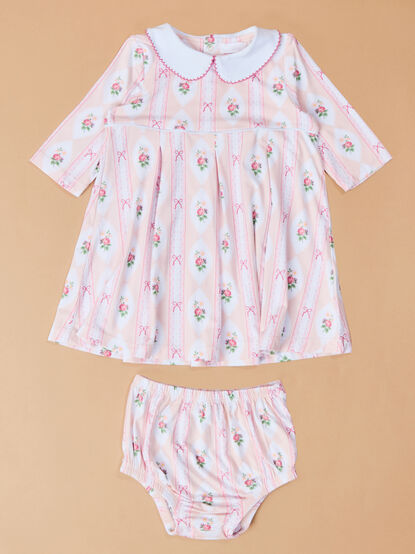 Ogee Floral Pleated Dress - TULLABEE