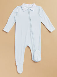 Bentley Collared Classic Stripe Footie Detail 2 - TULLABEE
