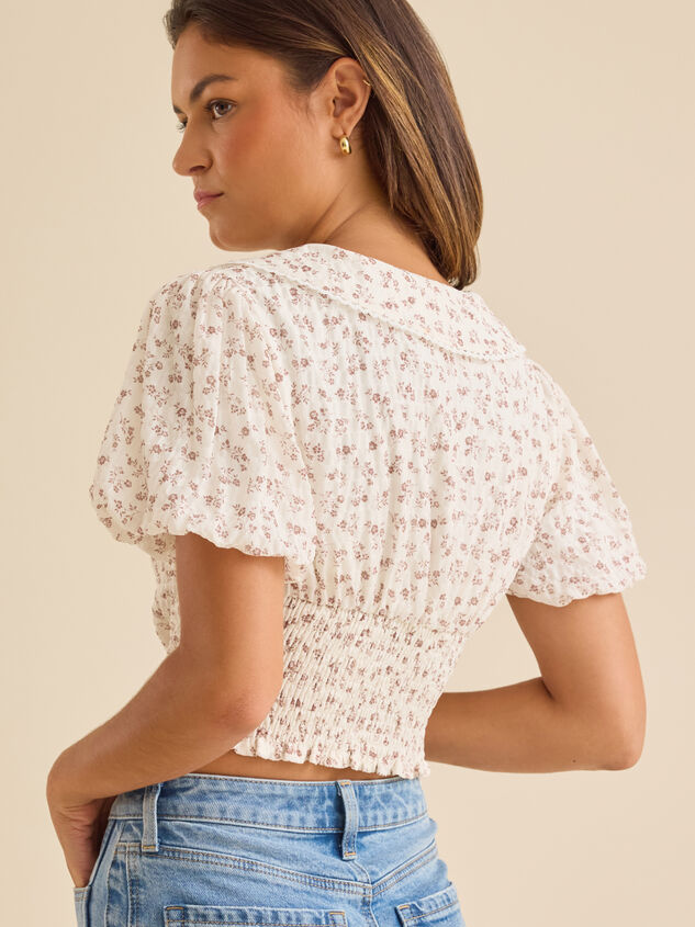 Connie Floral Fitted Top Detail 5 - TULLABEE