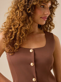 Reyna Button Down Mini Dress Detail 3 - TULLABEE