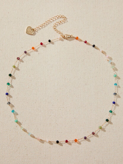Multi-Color Gem Bead Choker - TULLABEE