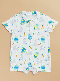Easter Bunny Polo Romper Detail 2 - TULLABEE