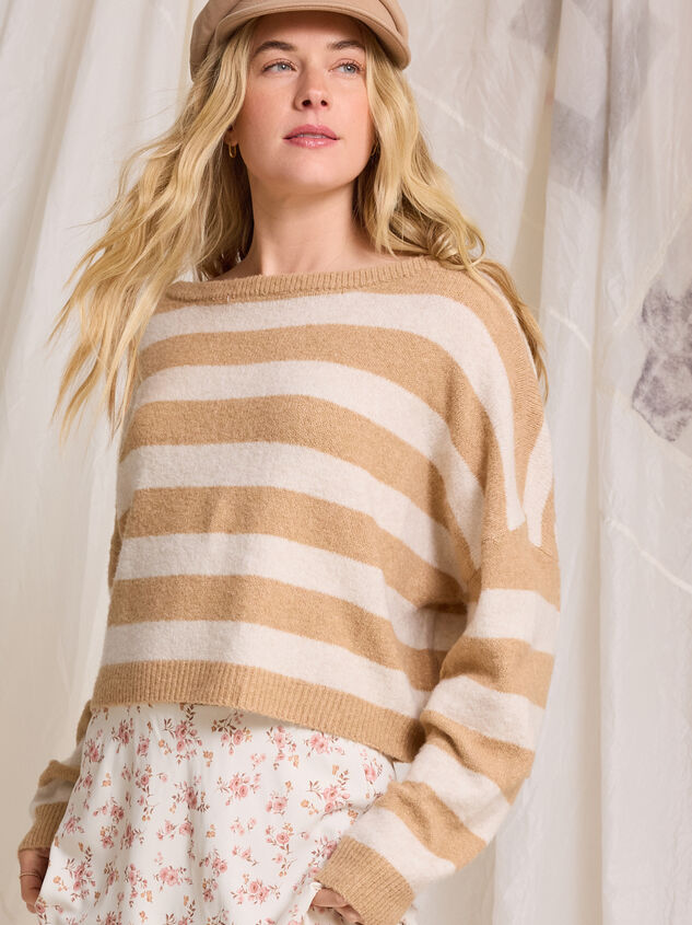 Greer Boat Neck Stripe Sweater Detail 2 - TULLABEE