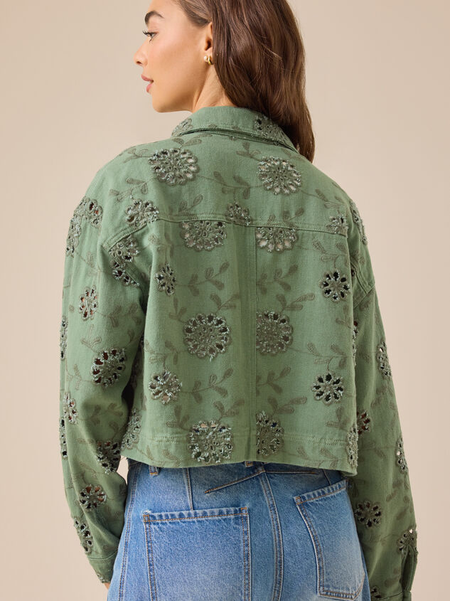 Renesme Denim Eyelet Jacket Detail 5 - TULLABEE