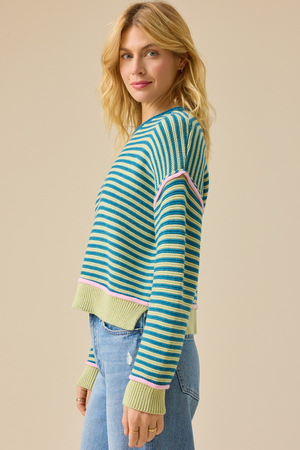 Blossom Stripe Pullover Sweater - Altar'd State - 