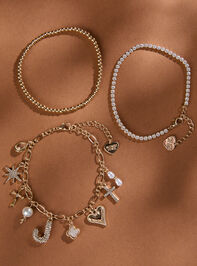 Bubble Monogram Charm Bracelet Set - J Detail 2 - TULLABEE