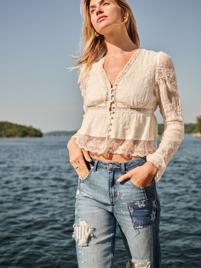 Clarice Embroidered Babydoll Top - TULLABEE
