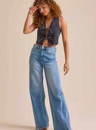 Tessa Tie Front Denim Vest Detail 2 - TULLABEE