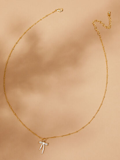 18K Bow Charm Ball Chain Necklace - TULLABEE