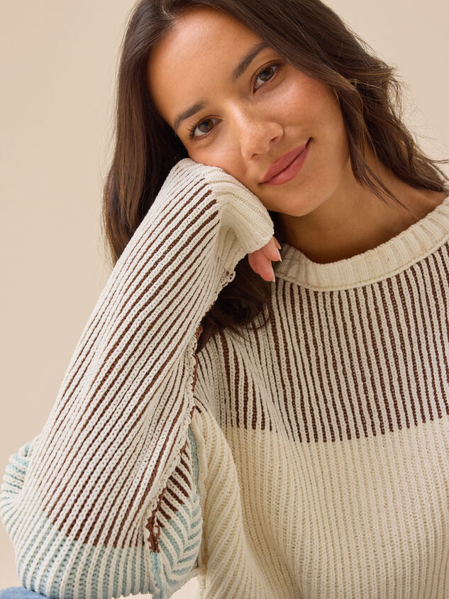Sloane Ribbed Striped Sweater Detail 5 - TULLABEE